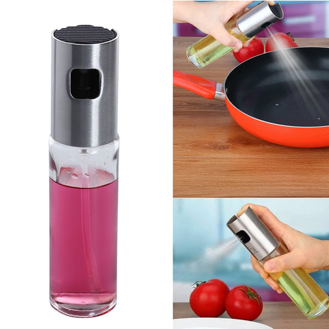 100ML Stainless Steel Glass Oil Bottle Olive Can Vinegar Spray Oil Bottle BBQ Tools