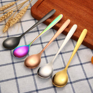5 Colors Ice Spoon Coffee Spoon Stainless Steel Tea Spoon With Long Handle