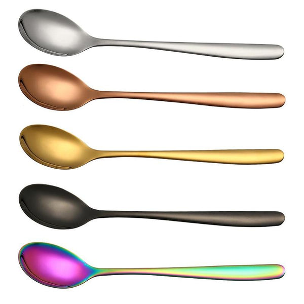 5 Colors Ice Spoon Coffee Spoon Stainless Steel Tea Spoon With Long Handle